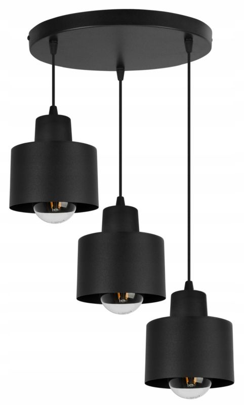 Lampa sufitowa wisząca Light Home LH Panta 3x E27 60W okrągła czarny 1szt.
