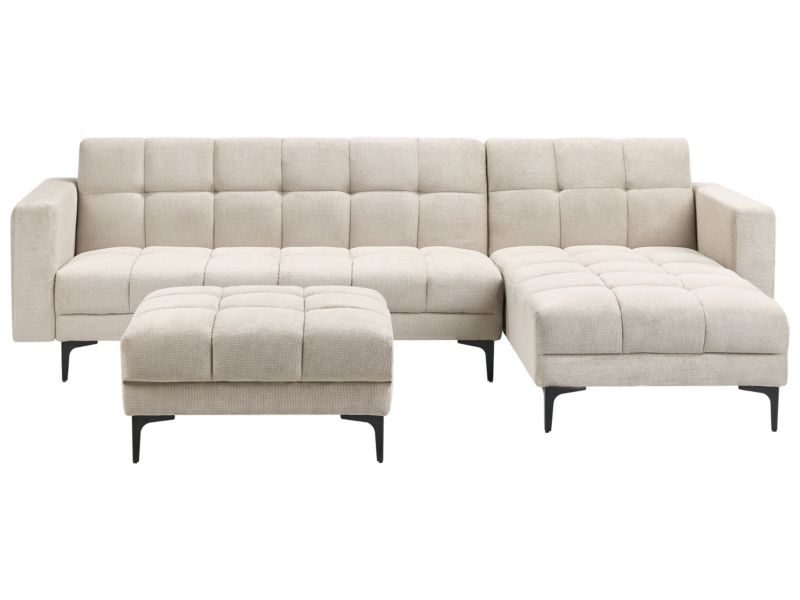 Sofa narożna lewostronna z otomaną Alnes Beżowy Lewostronny 1 kpl