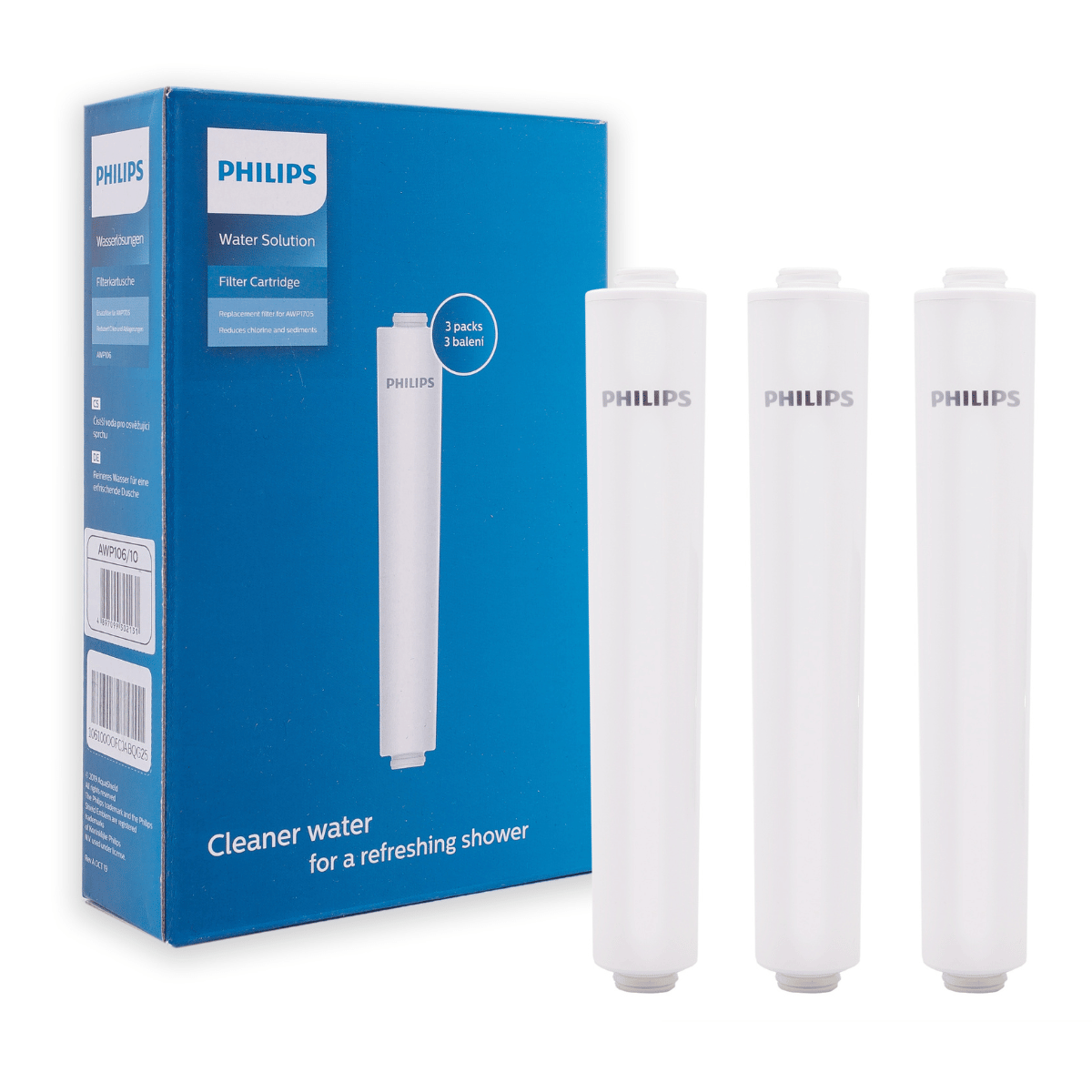 Wkład filtra AWP106 PHILIPS zestaw 3 wkładów. Wkłady filtrujące do prysznica PHILIPS AWP1705.