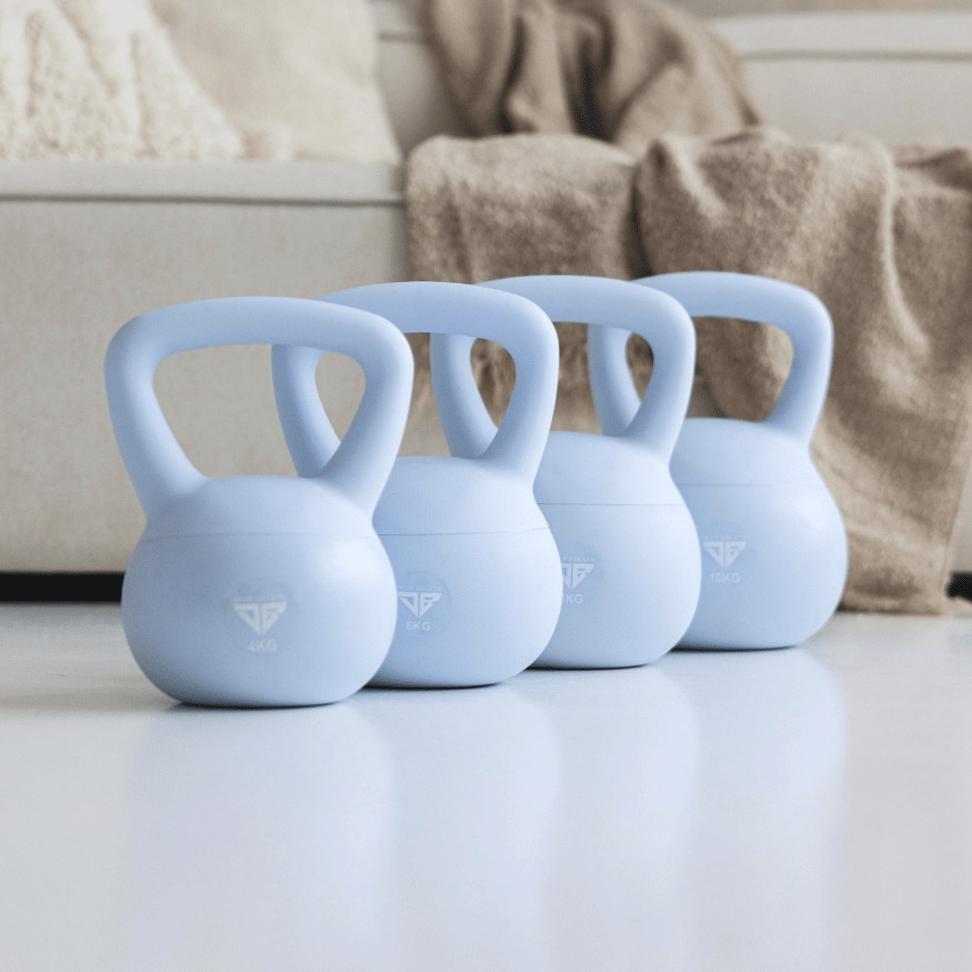 Zestaw premium 4 Kettlebells miękkie - Blue (4 kg, 6 kg, 8 kg, 10 kg) - Deep Breath