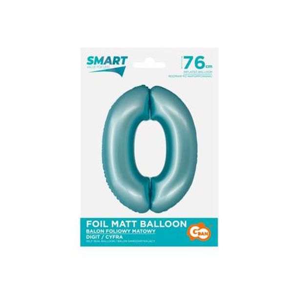 Balon foliowy Cyfra j. niebieska "0"- Wielkość 76 cm, Smart