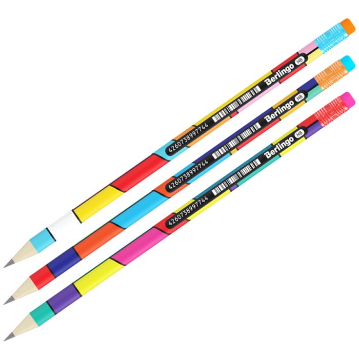 Berlingo Ołówek z gumką HB "Color Block"