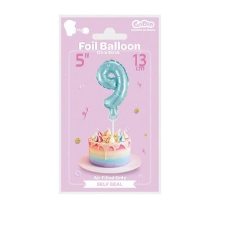 BALON FOLIA 13CM NA PATYKU "9" MIX