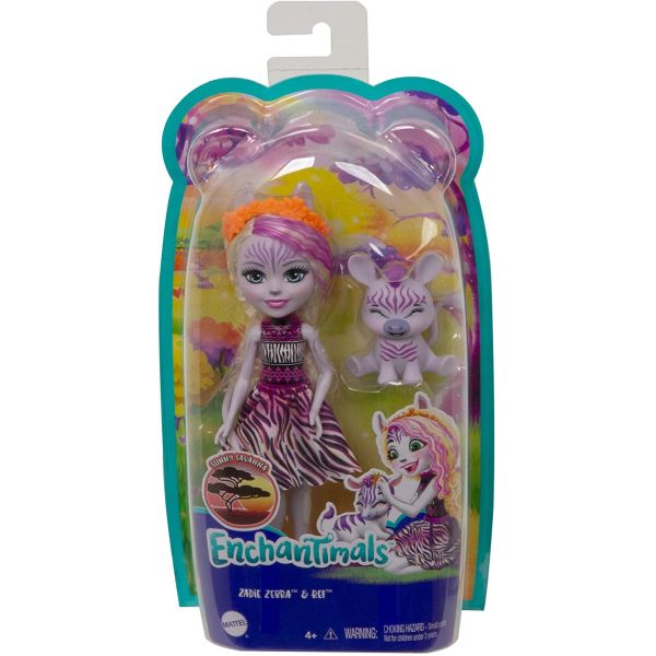 Lalka Enchantimals Zadie Zebra + zwierzątko Ref