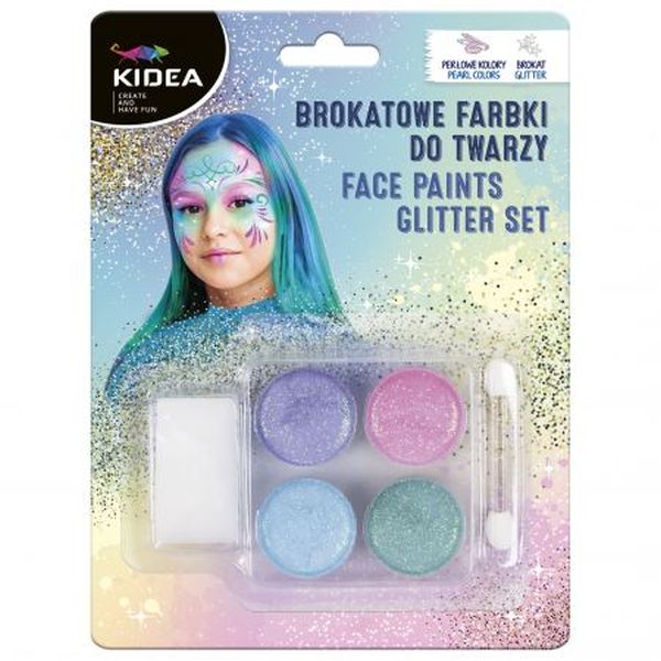 Kidea Brokatowe farbki do twarzy 4 kolory