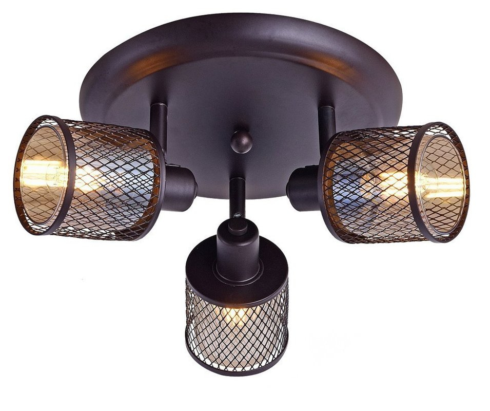 Lampa sufitowa plafon kawowe złoto bursztyn 3x40W Canabera