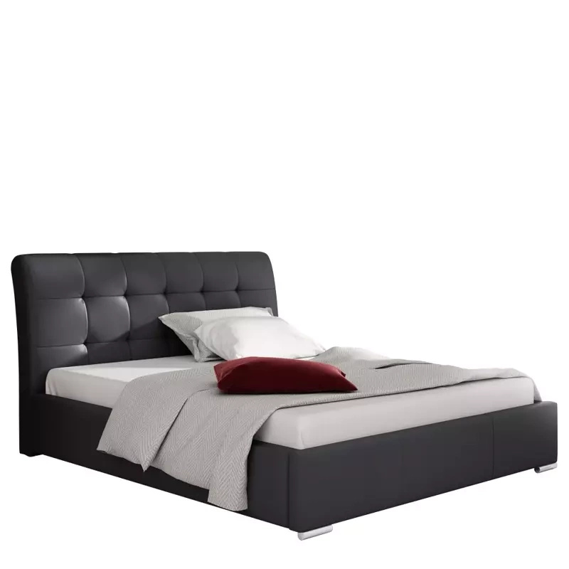 Wygodne łóżko tapicerowane czarne 120x200 ANKARA