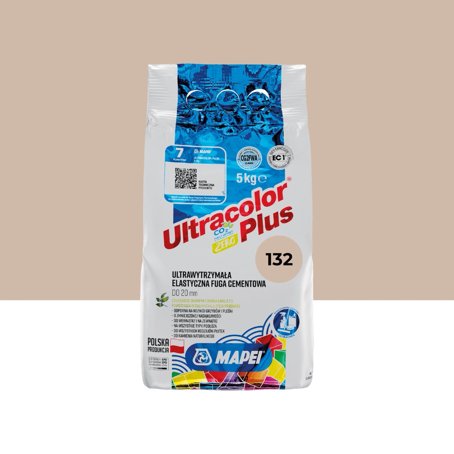 Mapei Fuga elastyczna UltraColor Plus 132 beż 2000 5 kg