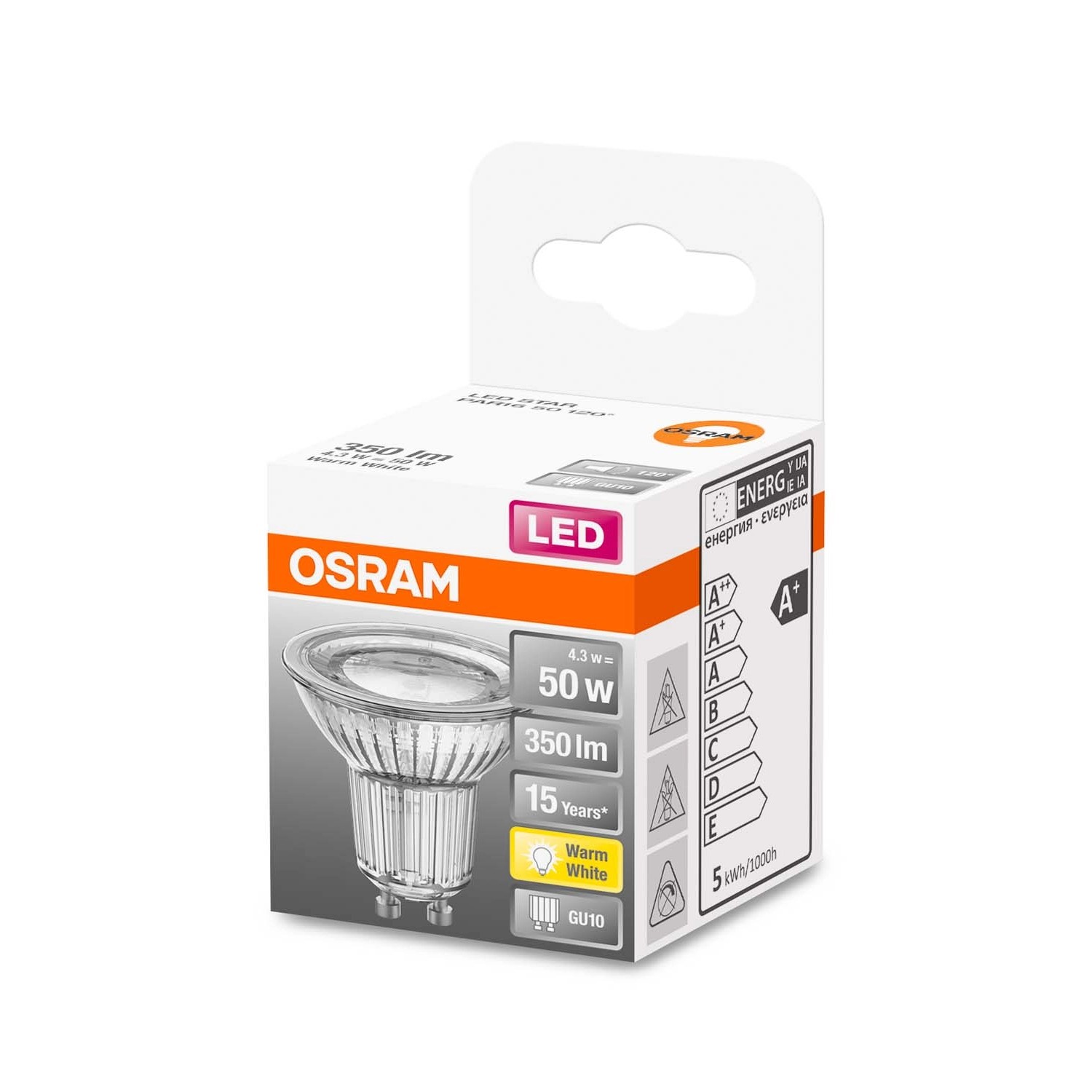 Osram Żarówka LED PAR16 50 120 st. 4,3W GU10 350 lm 2700K