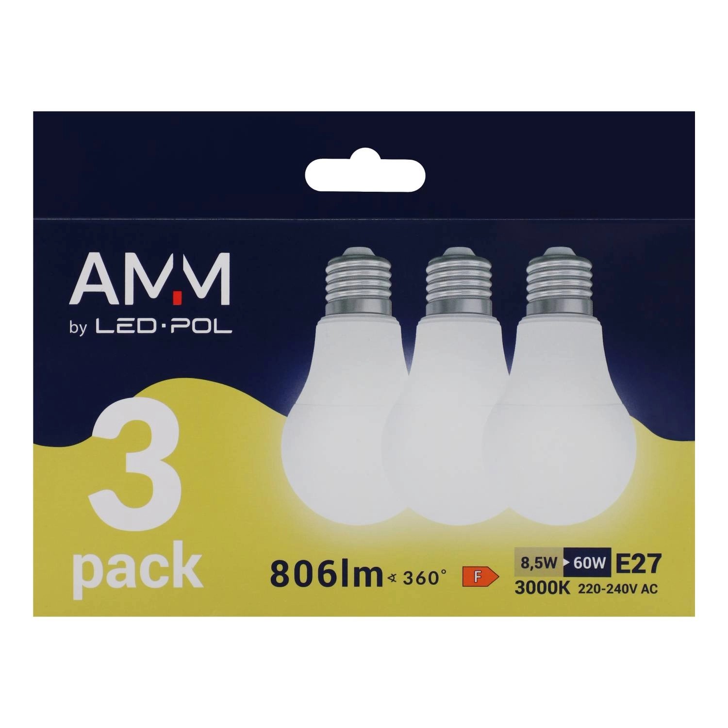 Żarówka LED AMM SM E27 A60 8,5W 3000K 806lm 3 szt.