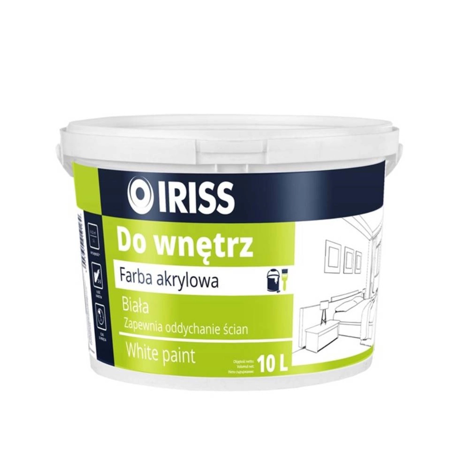 Farba do wnętrz IRISS biała 10l
