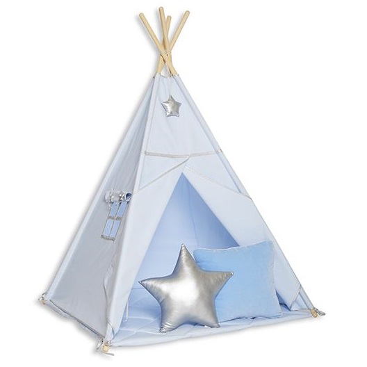 Namiot Tipi + Mata + Poduszki Silver Blue - wariant do wyboru FM - Tipi