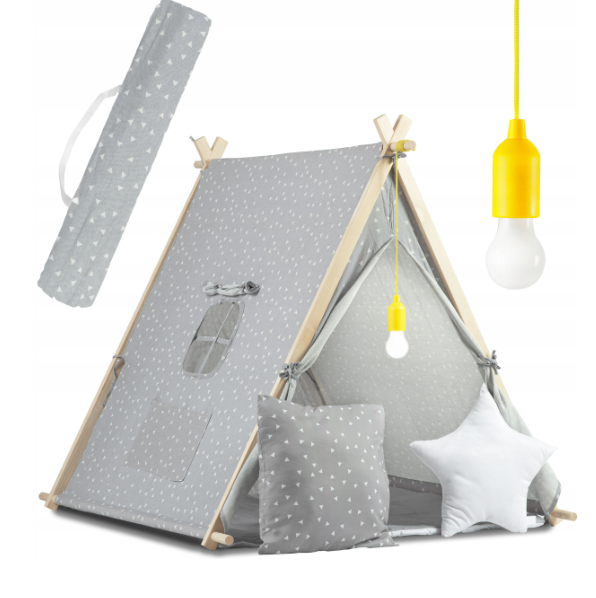 Namiot tipi szary bawełna premium + lampka led AL