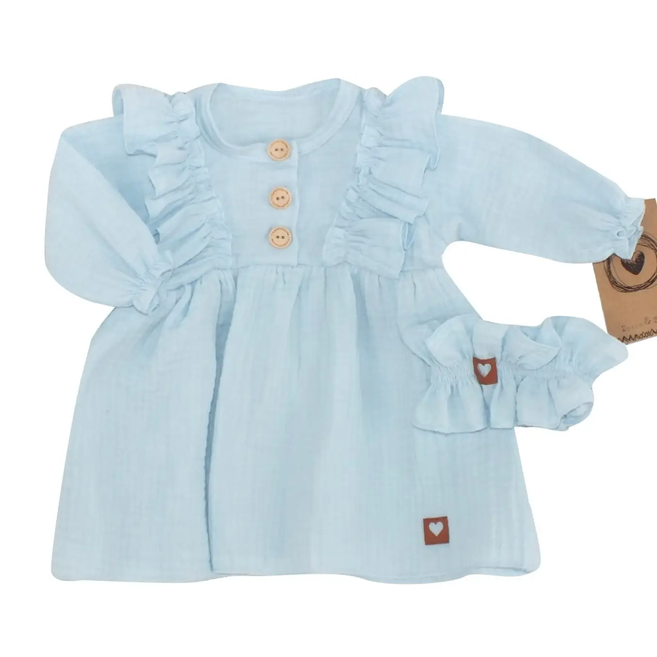 SUKIENKA + OPASKA MUŚLINOWA BŁEKIT BABY BLUE ZZ - 62