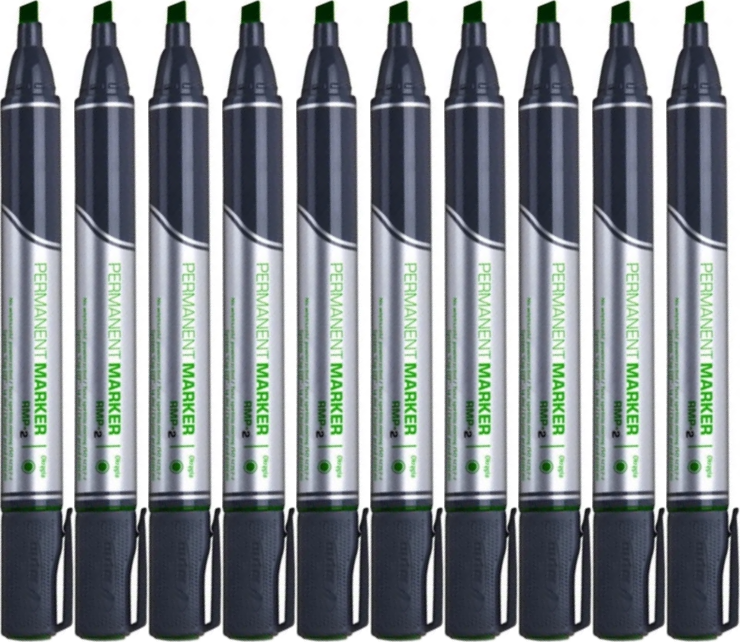 10x Marker permanentny Rystor RMP-2, ścięta, 1-4mm, zielony