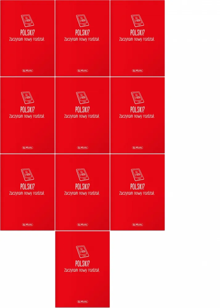 10x Zeszyt przedmiotowy w linie Herlitz J. Polski, A5, miękka oprawa, 60 kartek, czerwony