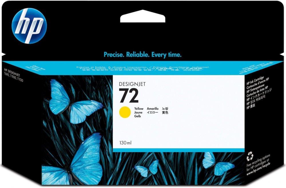 Tusz HP 72 (C9373A), 130 ml, yellow (żółty)