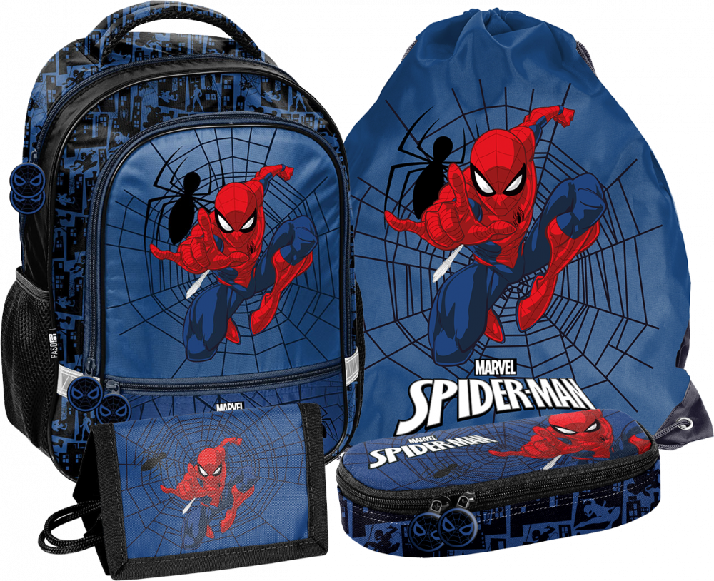 Zestaw: Plecak szkolny + piórnik + worek na buty + portfel Paso Spider-Man