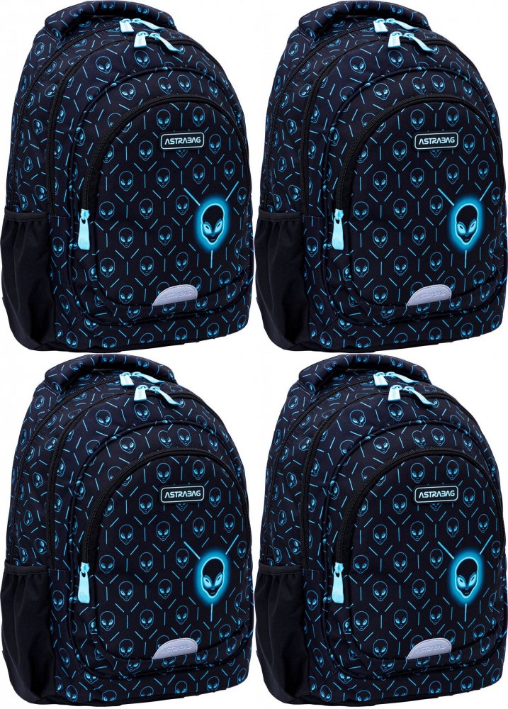 4x Plecak Astra Astrabag Neon UFO AB330, trzykomorowy, 20l