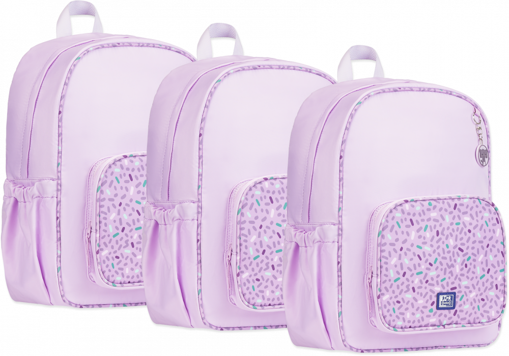 3x Plecak szkolny Oxford Kids, jednokomorowy, 25l, 40x30x16cm, fioletowy
