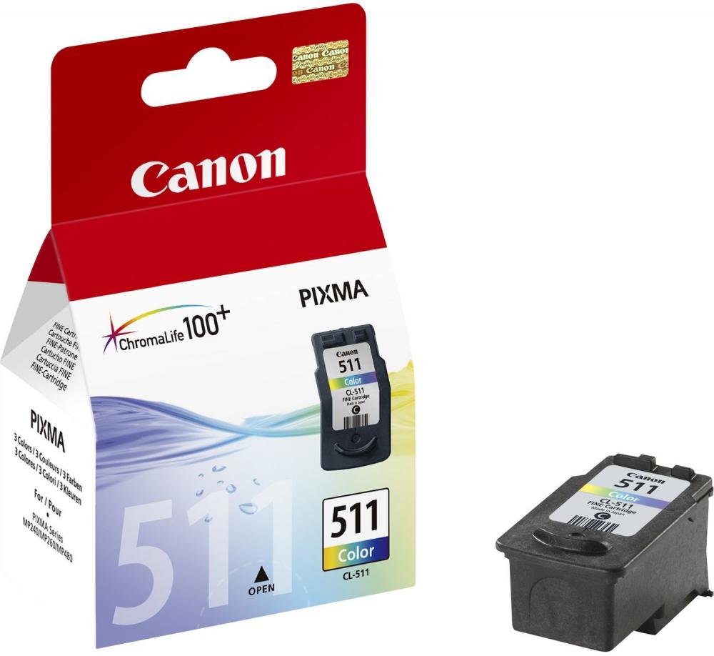 Tusz Canon 2972B001 (CL-511), 244 strony, CMY cyan (błękitny), magenta (purpurowy), yellow (żółty)