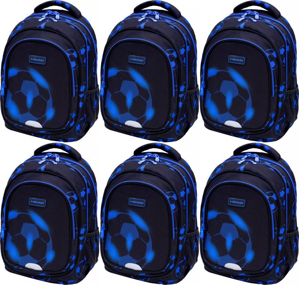 6x Plecak szkolny Astra Head Football, trzykomorowy, 20l, neo blue