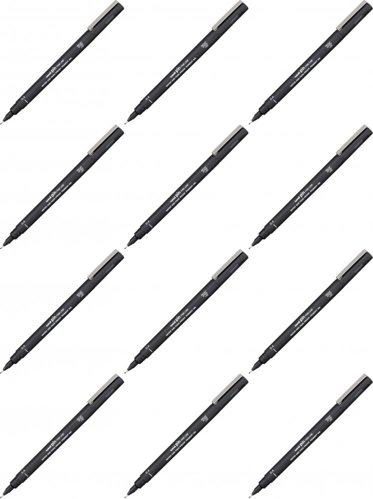 12x Cienkopis kreślarski Uni PIN-200, 0.4mm, czarny