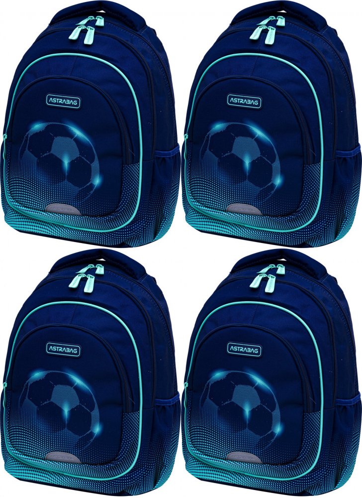 4x Plecak Astra Astrabag Football Light AB330, trzykomorowy, 20l