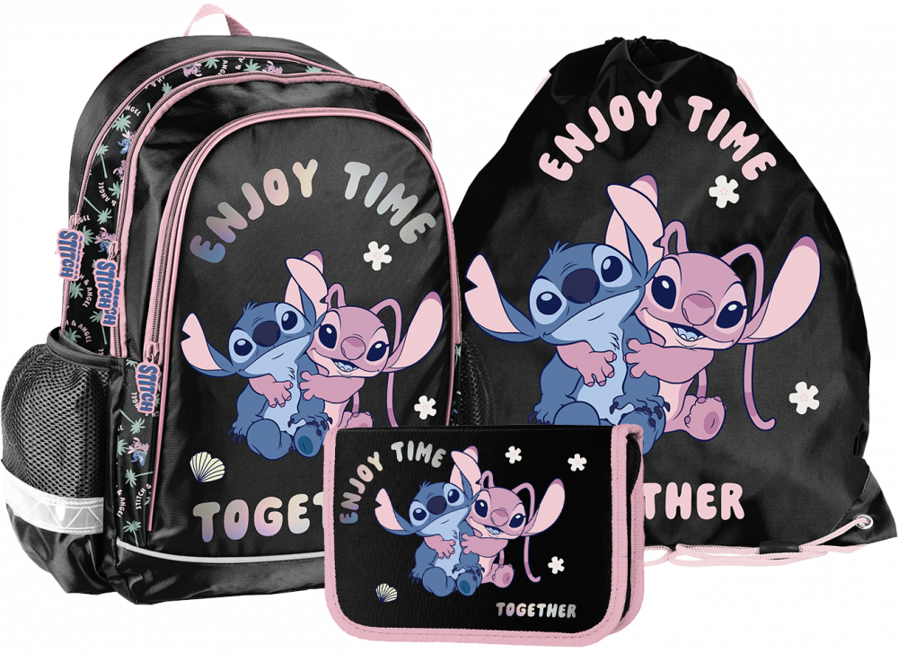 Zestaw: Plecak szkolny + piórnik + worek na buty Paso Disney Stitch