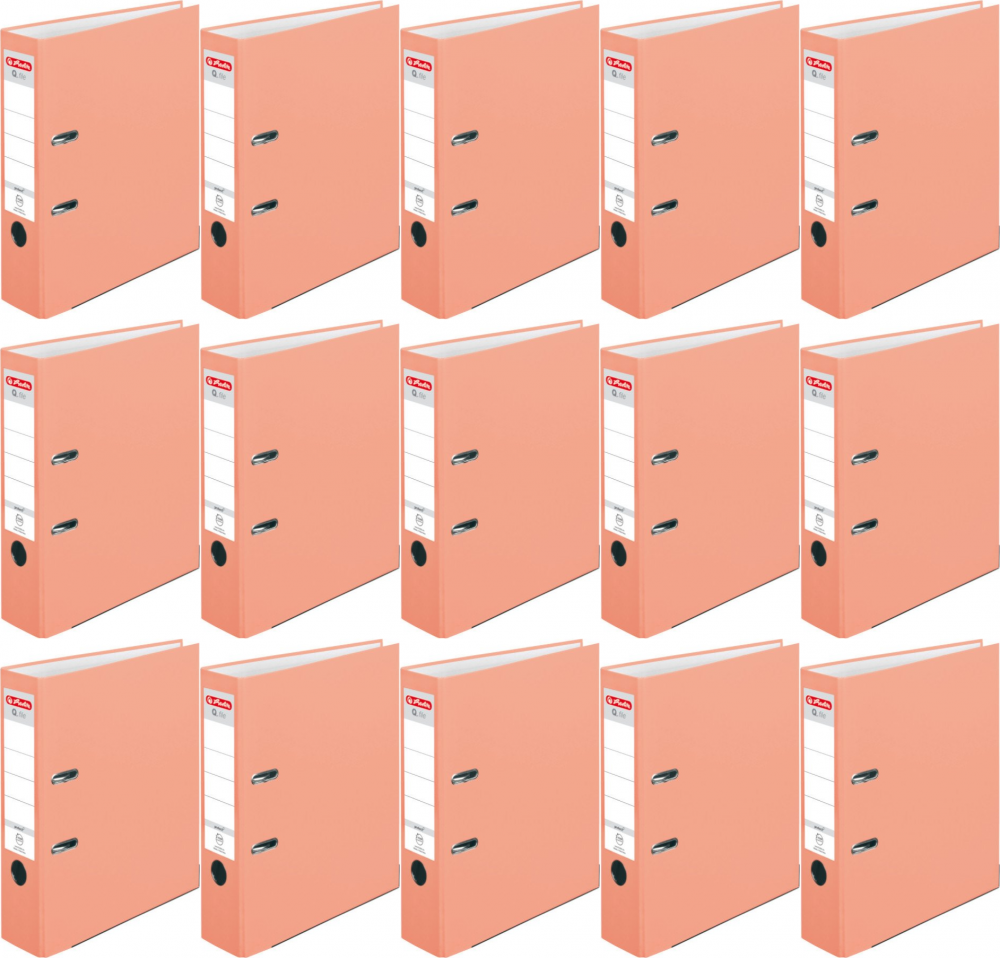 15x Segregator A4 Herlitz Q.file, 80mm, łososiowy