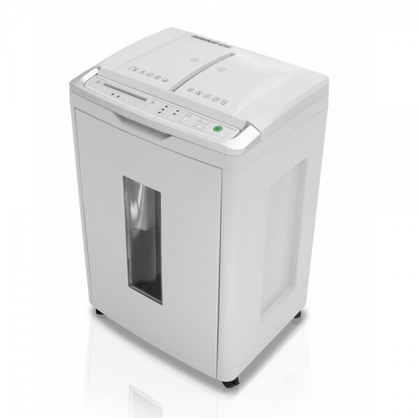 Niszczarka do papieru automatyczna Opus Shredcat 8285 CC, paski/ścinki (cross-cut) 4x10mm, 350 kartek, P-4/T-4/E-2/O-1/F-1 DIN, biały