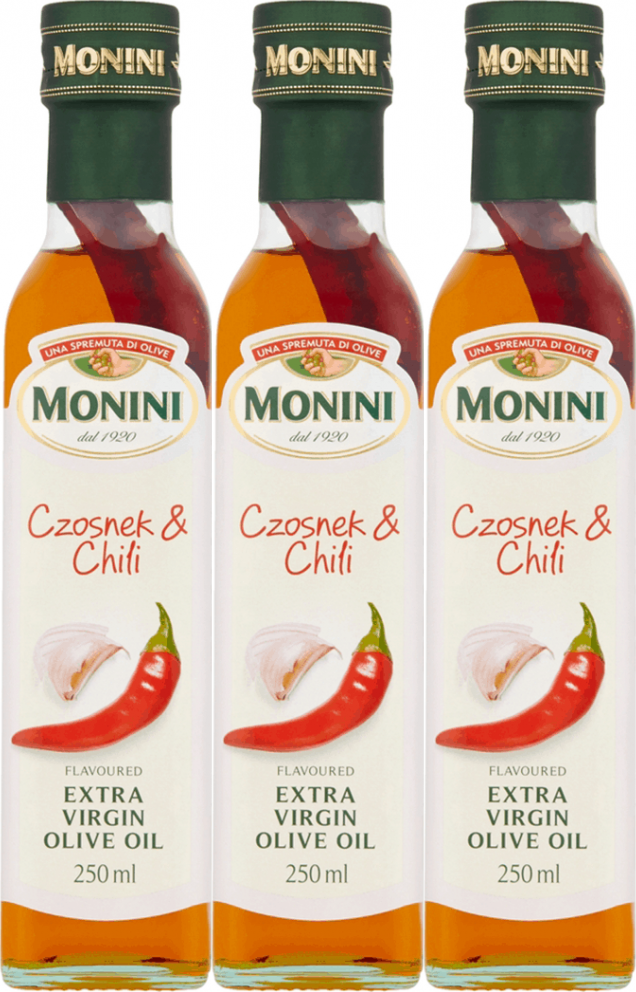 3x Oliwa z oliwek Extra Vergine Monini, czosnek i chili, 250ml