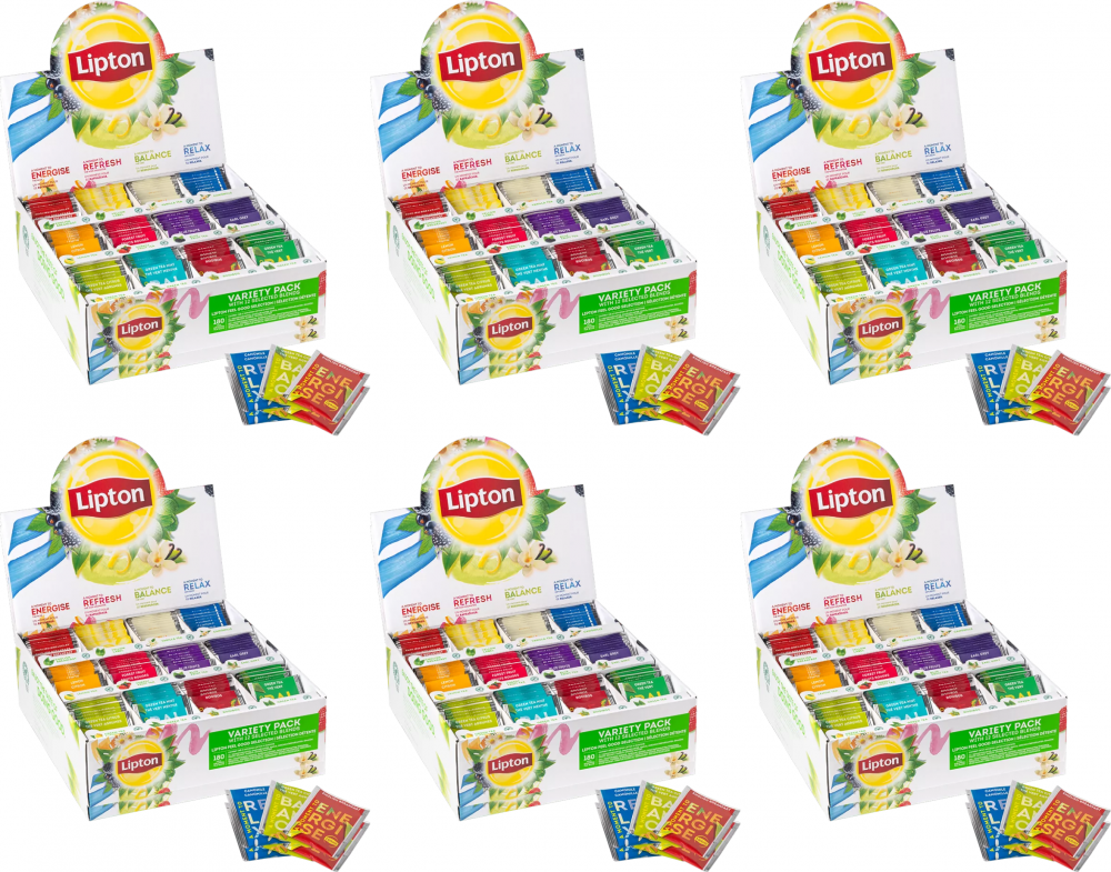 6x Zestaw herbat w kopertach Lipton Variety Pack, 12 smaków, 180 sztuk