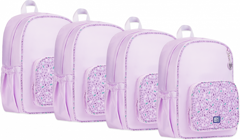 4x Plecak szkolny Oxford Kids, jednokomorowy, 25l, 40x30x16cm, fioletowy