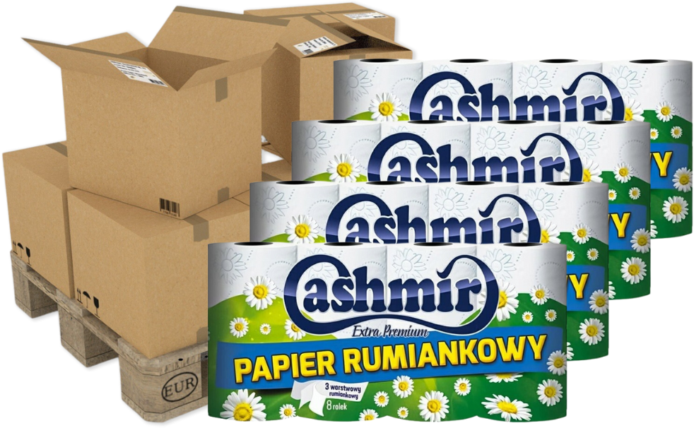 220x Papier toaletowy Cashmir Extra Premium, rumiankowy, 3- warstwowy, 18m, 8 rolek, biały