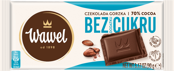 Czekolada Wawel Gorzka 70% cocoa, bez dodatku cukru, 90g