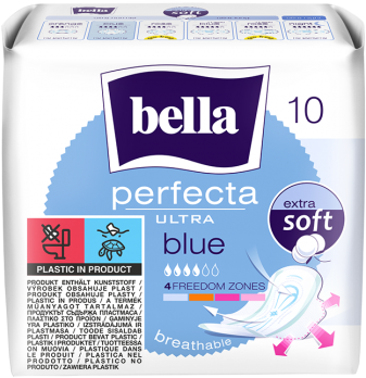 Podpaski Bella Perfecta Ultra Blue, extra soft, ze skrzydełkami, 10 sztuk