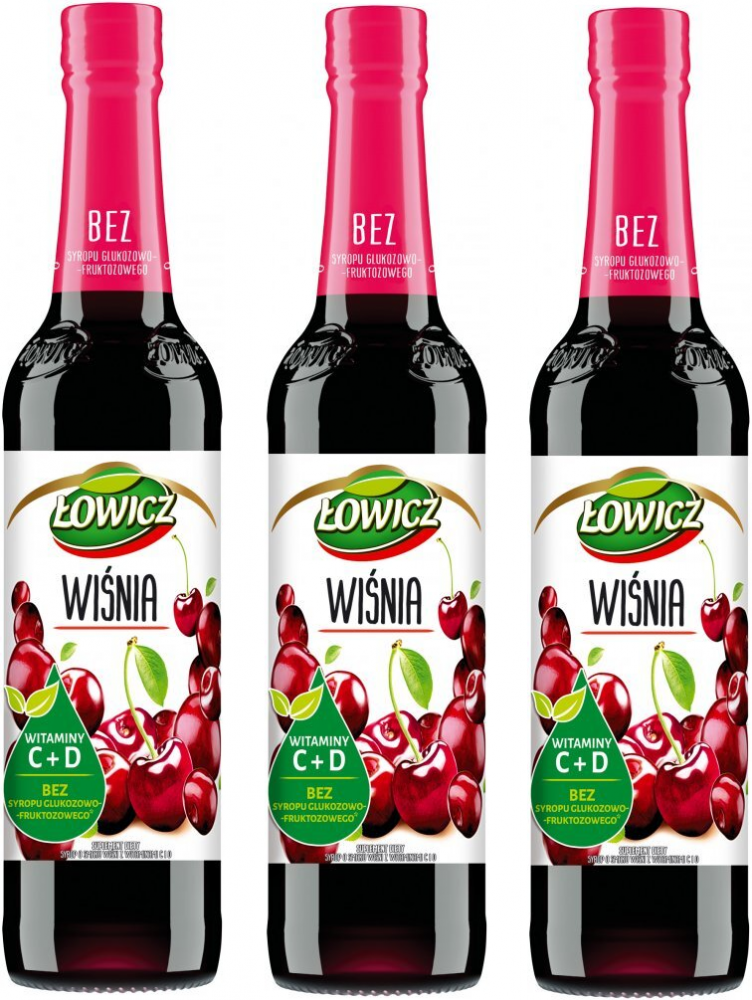 3x syrop Łowicz, wiśniowy, 400ml