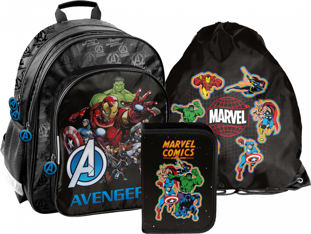 Zestaw: Plecak + piórnik AV25AE+ worek na buty AV25AE-712 Paso Avengers