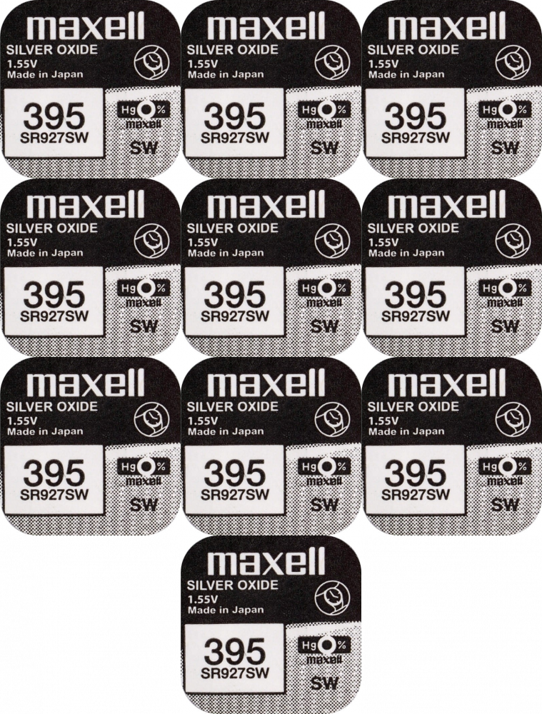 10x Bateria srebrowa Maxell 395/399/SR927SW, 1 sztuka