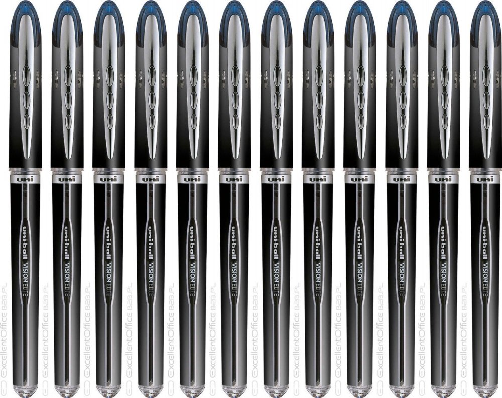12x Pióro kulkowe Uni UB-205 Vision Elite, 0.5mm, czarny