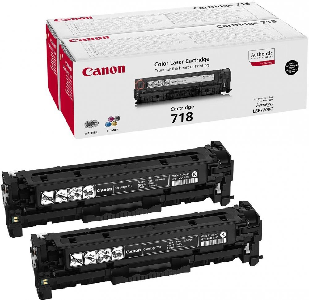 Zestaw dwóch tonerów Canon CRG718BK (CRGP718BK), 2x3400 stron, black (czarny)
