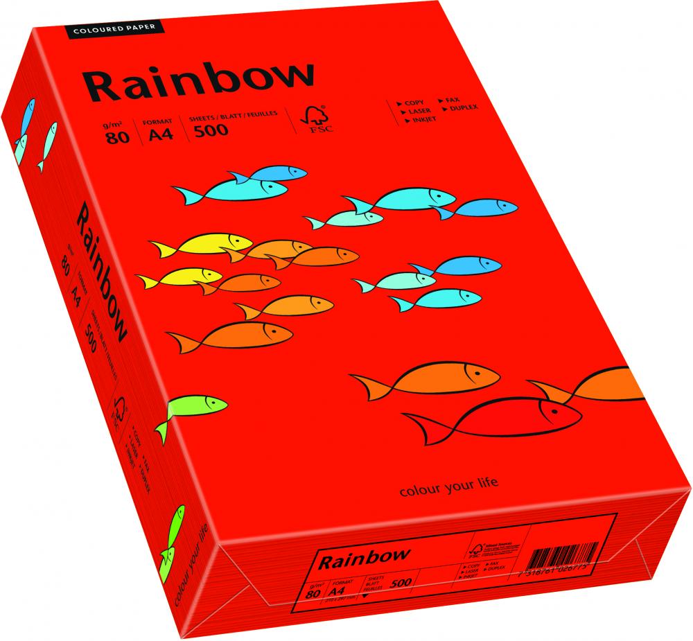 Papier kolorowy Rainbow, A4, 80g/m2, 500 arkuszy, czerwony (R28)