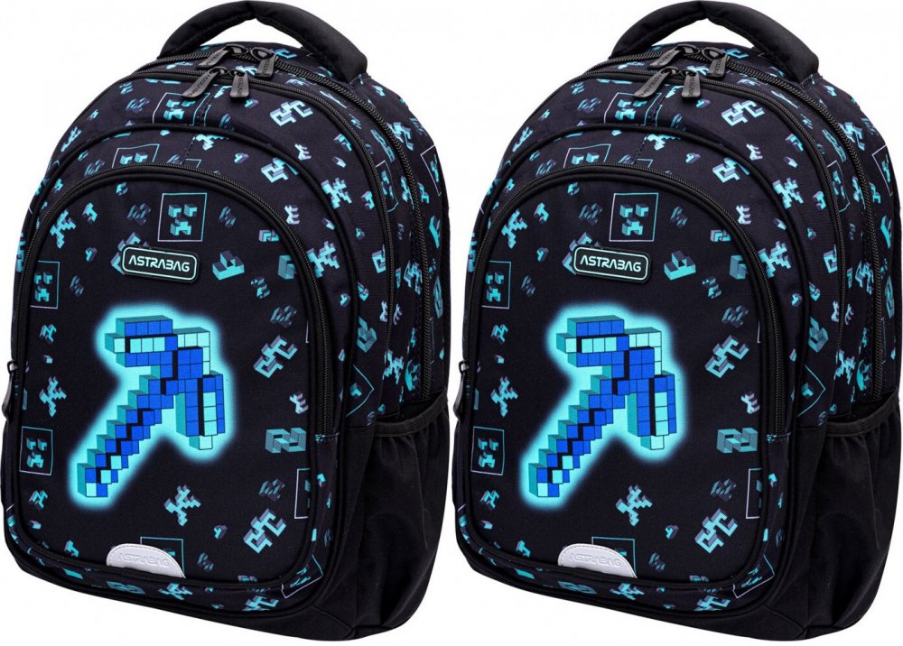 2x Plecak Astra Astrabag Dark Pixel AB330, trzykomorowy, 20l
