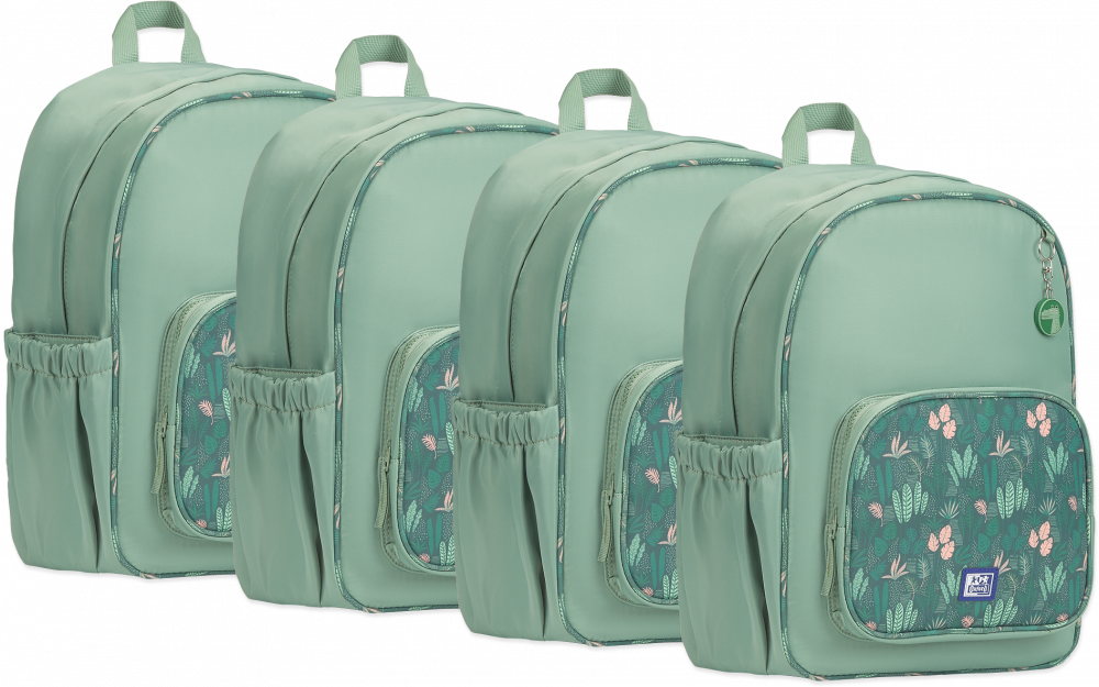 4x Plecak szkolny Oxford Kids, jednokomorowy, 25l, 40x30x16cm, zielony