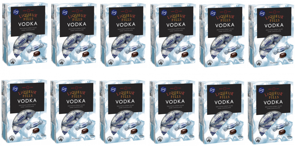 12x Cukierki Fazer Liqueur Fills Vodka, w czekoladzie deserowej, 150g
