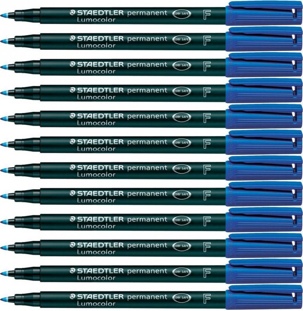 10x Foliopis Staedtler Lumocolor, okrągła, 0.6 mm (F), niebieski