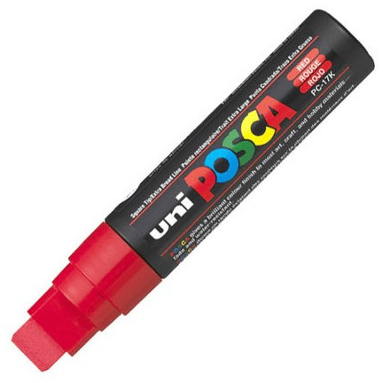 Marker Posca PC-17K, z farbą plakatową, ścięta, 15 mm, czerwony