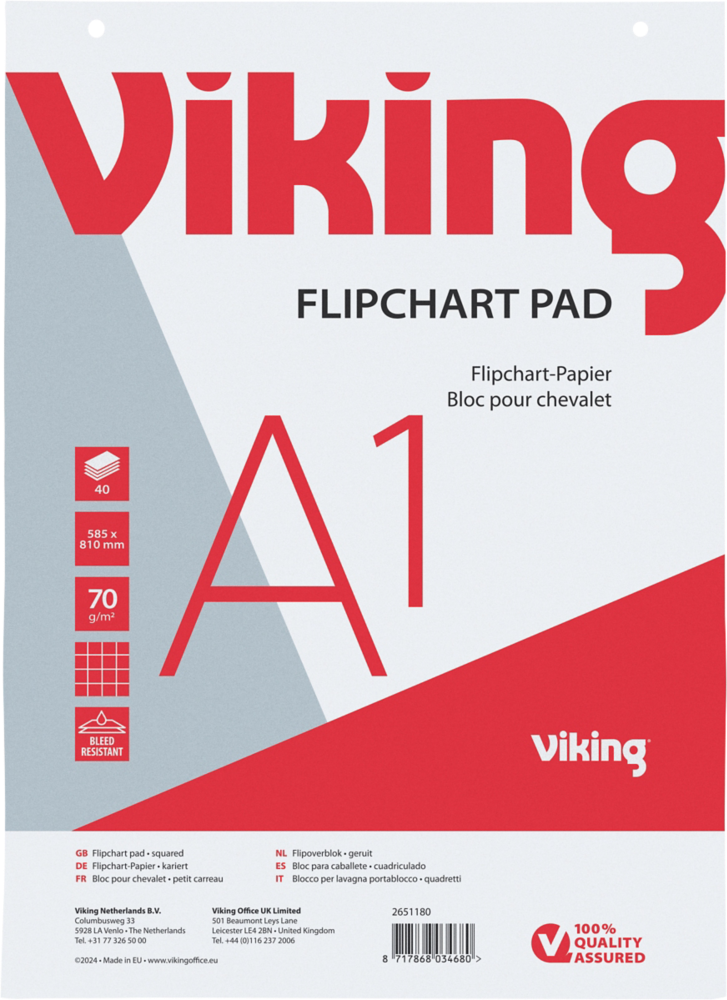 Blok do flipchartów Viking, A1, 59.4x84.1cm, w kratkę, 40 kart