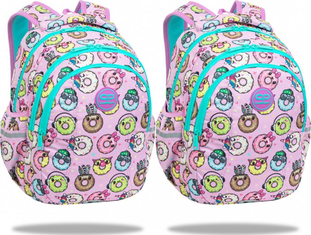 2x Plecak szkolny CoolPack Joy S Happy Donuts, trzykomorowy, 21l, 39x28x17cm, różowy